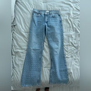 Zara all rhinestone straight leg jeans
